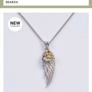 Sterling silver angel wing Celtic knot necklace